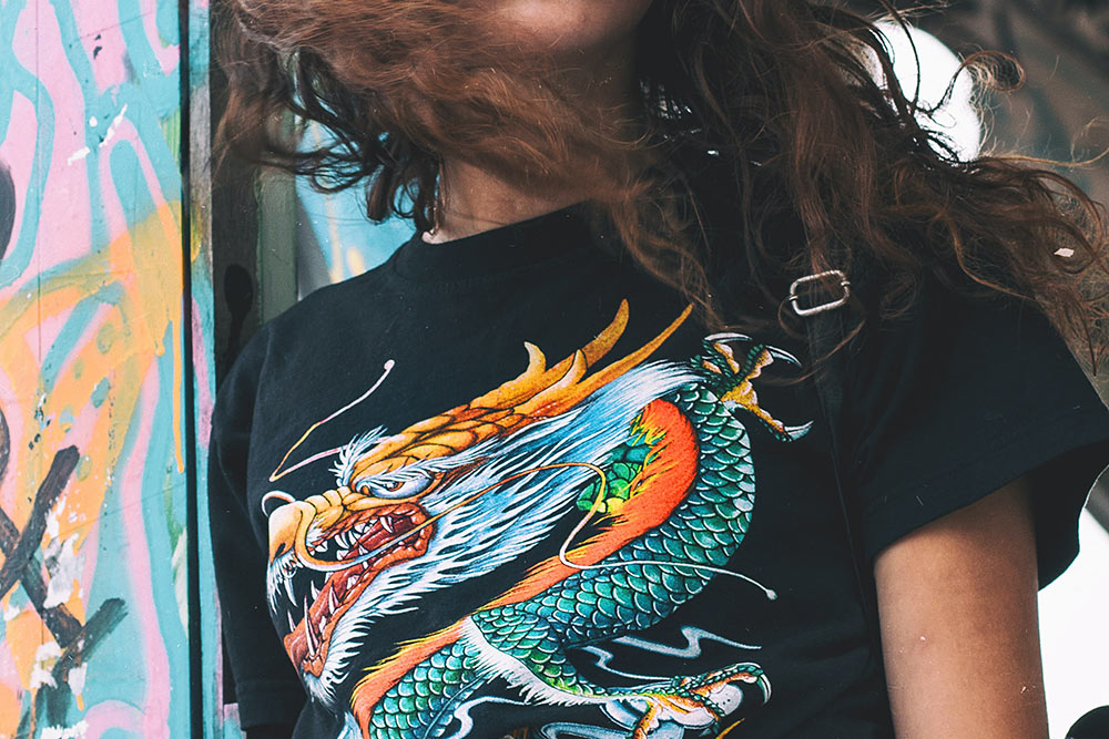 Screen Print Dragon on T-shirt